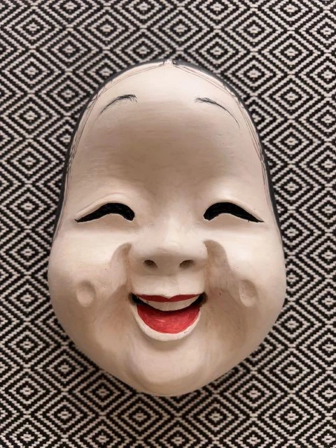 Mask Okame Wood Carving from Japan