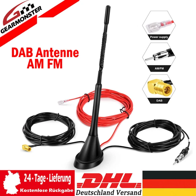 Antenna DAB+ AM/FM Per Auto Da Tetto - Amplificata, Cavo Da 5m, Connettore SMB, Universale, Lunghezza 28cm - Foto 8