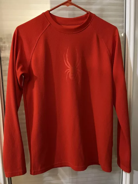 Spyder Boys Long Sleeve Shirt L Red Waffle Knit Thermal Shirt