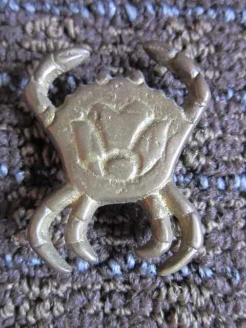 Crab Magnet Brass Collectible 2" Vintage Shellfish Marine Unusual FREE SHIP