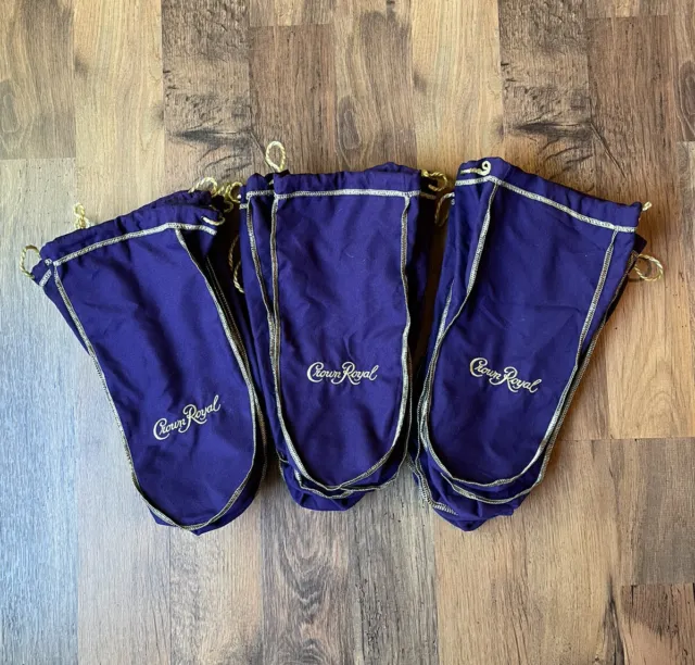 Crown Royal Bags 1.75L Lot of 12 Purple Gold Drawstring