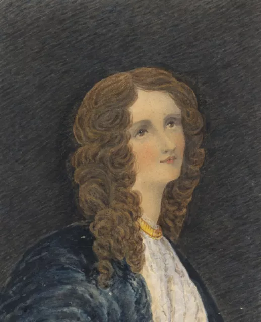 Portrait of a Young Lady with Ringlets – mid-19th-century watercolour painting