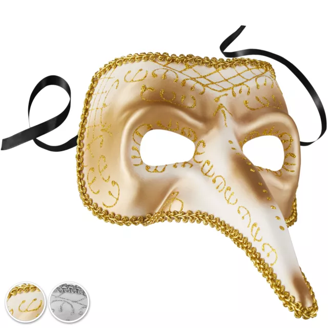 Venezianische Augenmaske lange Nase Damen Herren Oper Maske Ball Fasching neu