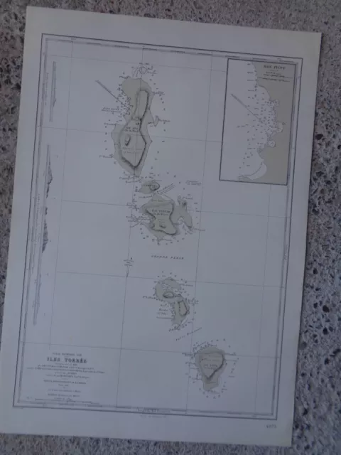 CARTE  MARINE Îles Torrès  Océan Pacifique sud  1941