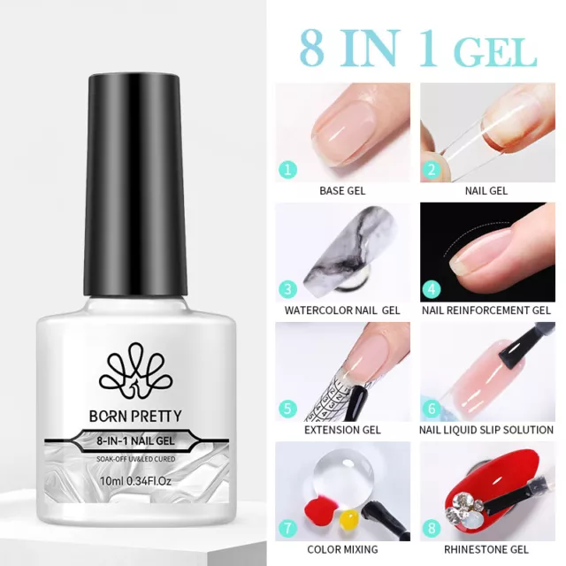 BORN PRETTY 10ml 8-in-1 Nail Glue Transparent Soak Off UV LED Nail Function Gel