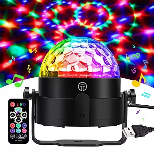 Boule Disco de Commande Vocale7 Couleurs Jeux de Lumiere avec Télécommande