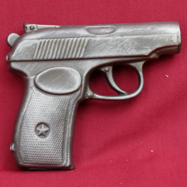Old USSR BOTTLE MAKAROV Pistol Shape Big PORCELAIN Flask with Communist STAR