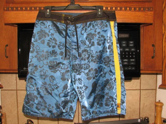 Vintage 1980's 1990's Quiksilver surf board shorts 32 w flowers shiny nylon