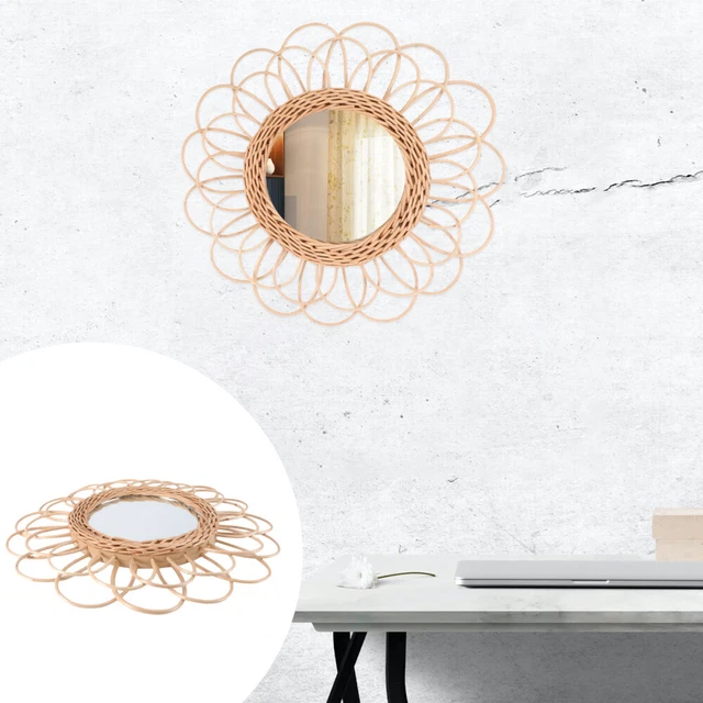 Decalcomania da parete decorativa a specchio rattan donna legno decalcomania placca da appendere