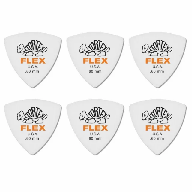 6 x Jim Dunlop Tortex Triangle FLEX 0.60MM Gauge Guitar Picks 456R