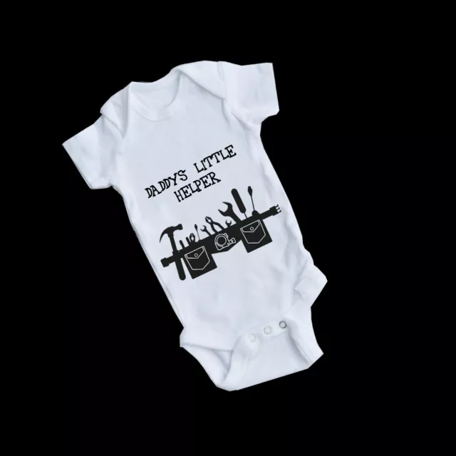 Daddy's Little Helper Baby Grow Body Suit Vest Gift Cute Worker personalised