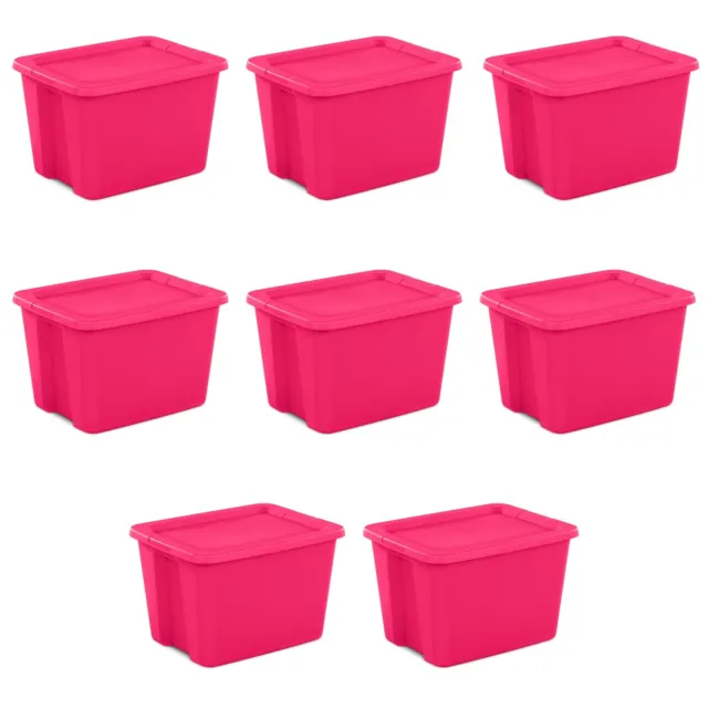 18 Gallon Tote Box Storage Container Bin Plastic Stackable with Lids , Set of 8