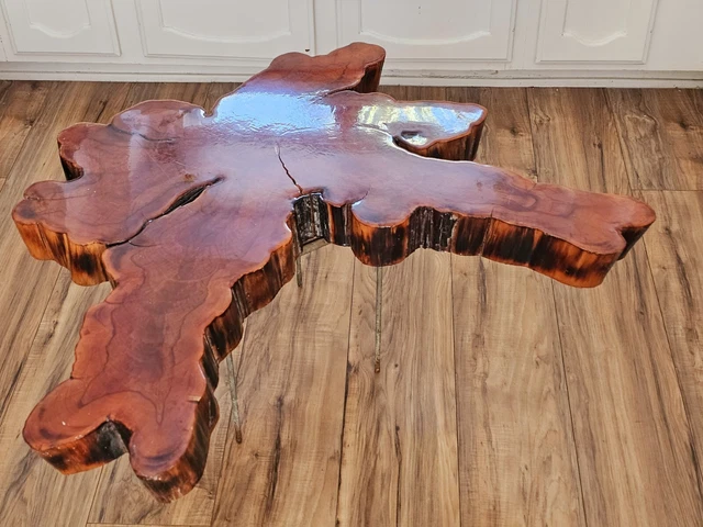 Rustic Handcrafted Free Form Live Edge Cypress Slab For Any Table Top 36" X 32"