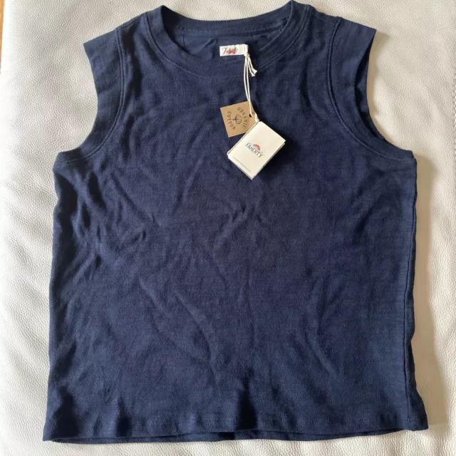 NWT Faherty Sunwashed Slub Muscle Tank Navy Blue Size Women’s M Organic Cotton