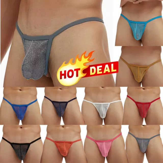 Herren-Mesh-Durchsichtige Beutel-G-String-Slips-Unterwäsche T-Rücken-Tanga V- 丷