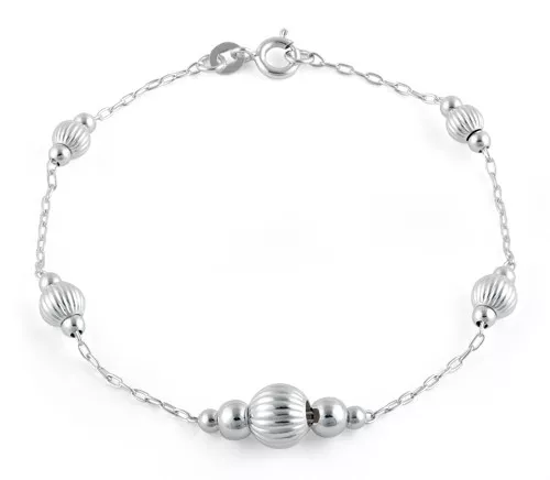 Bracelet Perles Boules Amour Amitié en Argent Massif Sterling 925