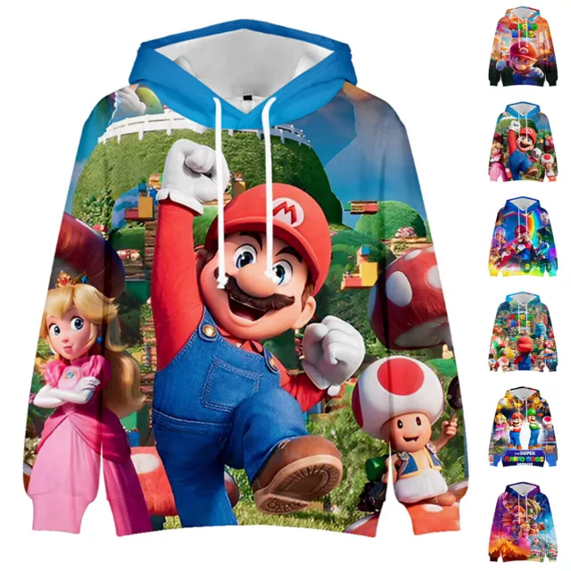 Super Mario 3D Drucken Kapuzenpullover Sweatshirt Kinder Jungen Mädchen Hoodie