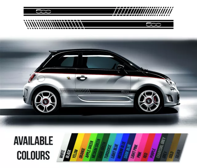 Side Stripes For Fiat 500 Racing Side Skirt Stripes Vinyl Decals Stickers Abarth