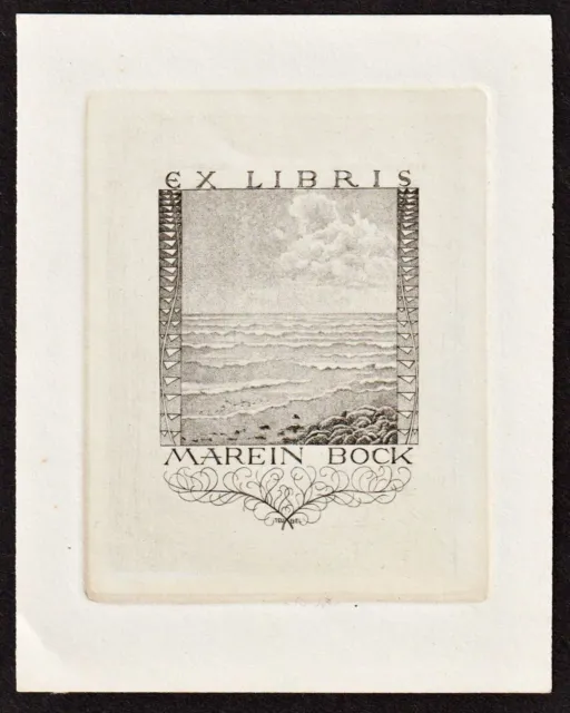 Exlibris Marein Bock Meer sea bookplate ex-libris Friedrich Teubel