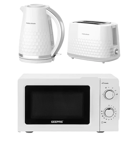 MORPHY RICHARDS HIVE 2 Slice Toaster and 1.5L Kettle 20L Solo Microwave White £144.89 PicClick UK