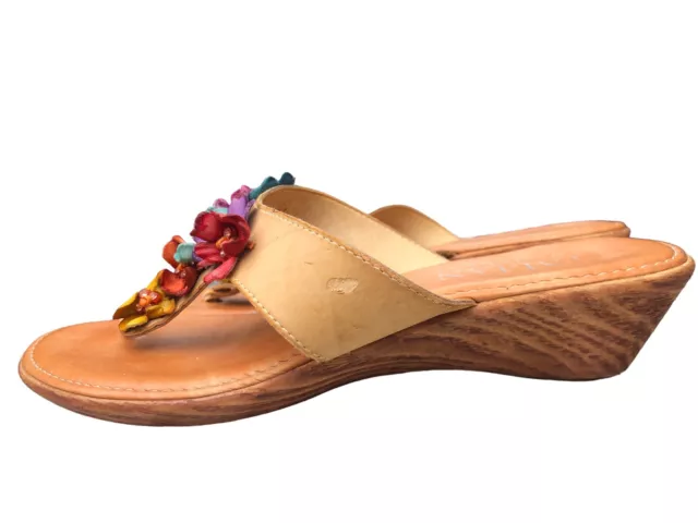 Italian Shoemakers Women’s Size 7 Emina Low Wedge Dressy Thong Floral Sandals