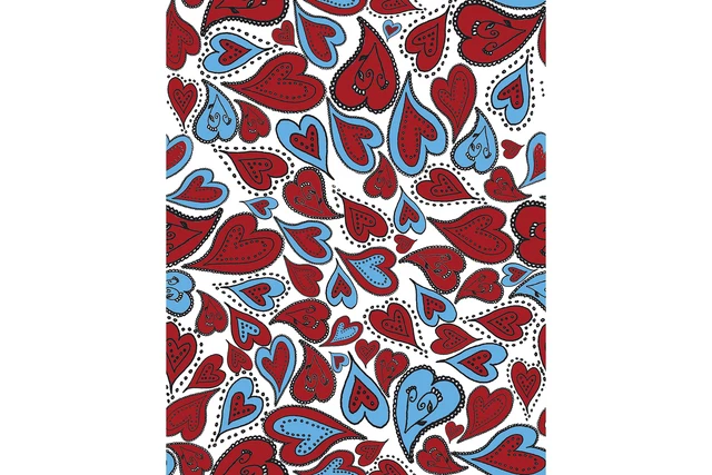 Paquete de 20 (381x305 mm) papel decopatch ref 567 corazones estilo hogareño (rojo/blanco/azul)