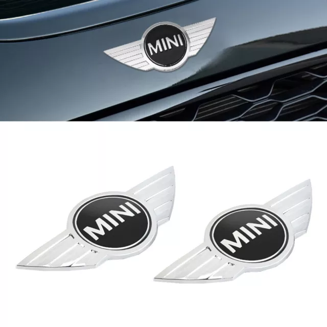 2x 3D Wings Schwarz Abzeichen Motorhaube Heckklappe V+H Emblem Für Mini Cooper