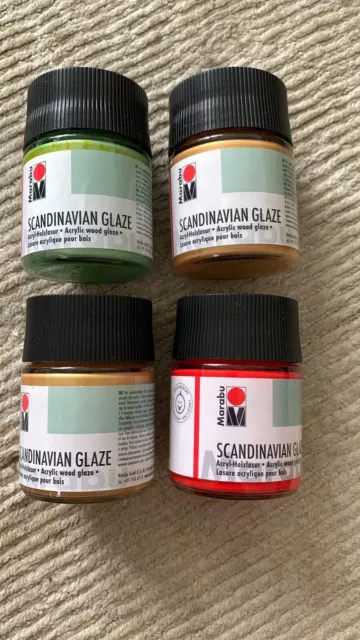 4 x Marabu Scandinavian Glaze 50ml acrylic paint for glass