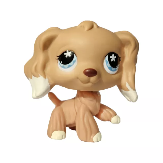 LPS Cream Tan Cocker Spaniel Dog #748 Littlest Pet Shop Edition Flower Eyes