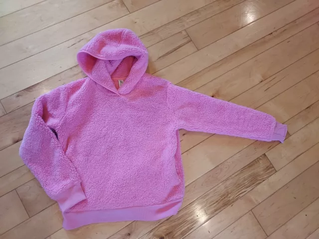 Athleta Girl Sherpa Fleece Size L 12 Long Sleeve Hoodie Pull Over Pink