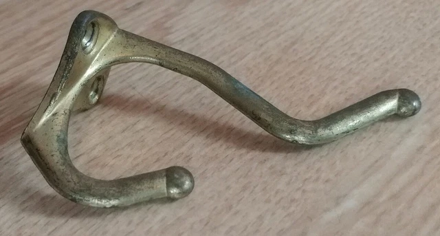 Vintage Brass Metal Double Hook Coat Hat Robe Hanger