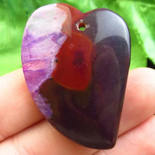 45x32x8mm Black Purple Onyx Druzy Geode Agate Heart Pendant Bead H68308