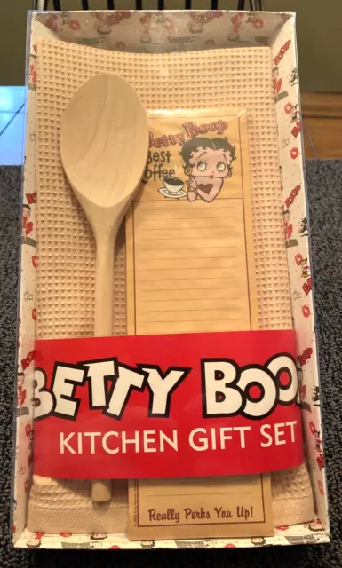 Betty Boop Kitchen Gift Set Dishtowel Spoon Best Coffee OPENED BOX UNUSED