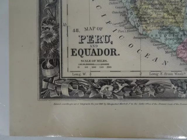 S Augustus Mitchell Hand Colored 1860 map Venezuela Guiana Equador Argentinia B1 3