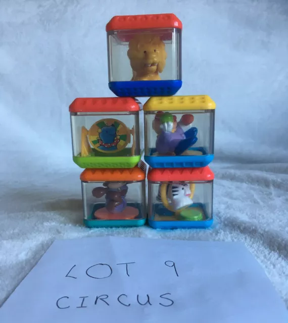 Fisher Price Peek A Boo 5 Blocks - Lot 9 Circus theme