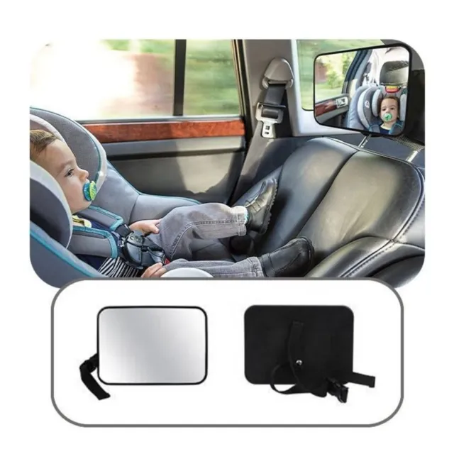 Baby Rear Seat Mirror Shatterproof Adjustable Car WideAngle Safe Headrest Mount