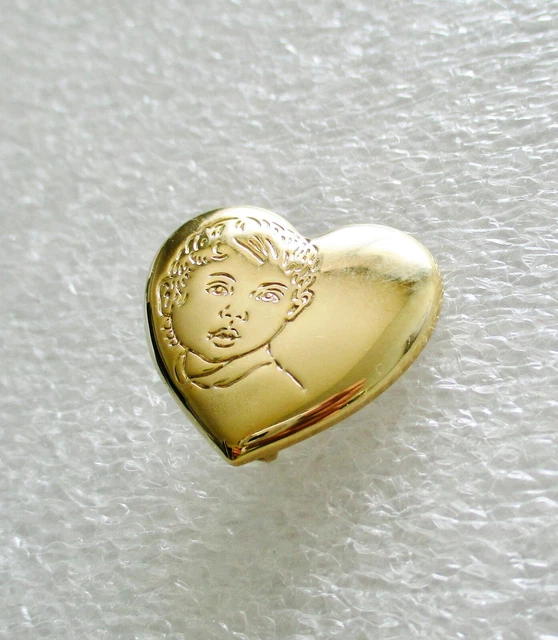 Broche Vintage Variety Club En Forme De Cœur Gravé Couleur Or - Bijou Rétro Impeccable