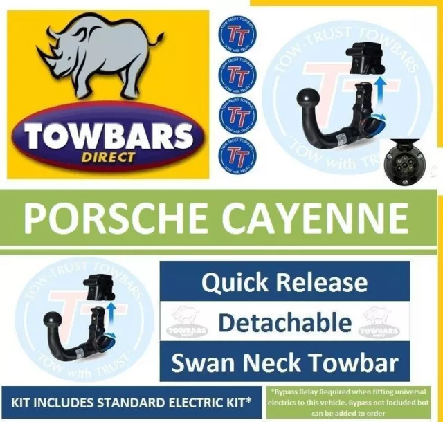 Detachable Swan Neck Towbar for Porsche Cayenne 2002 to 2018 TT TVW622VK