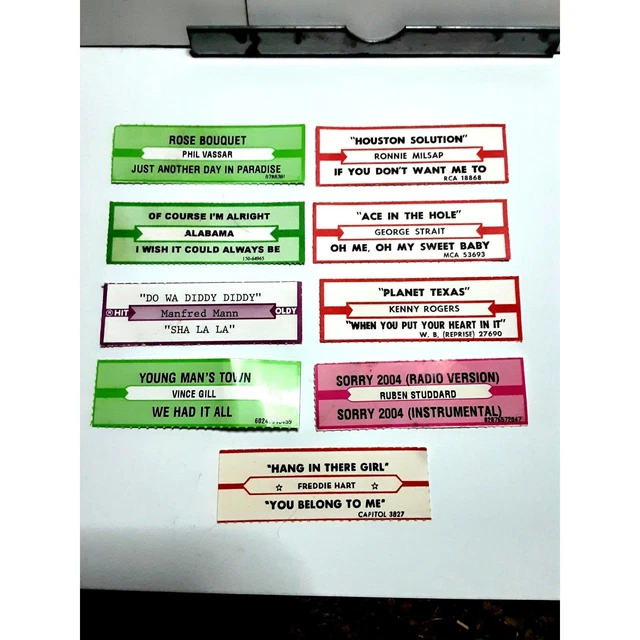 Vintage Jukebox Song Title Labels Lot various