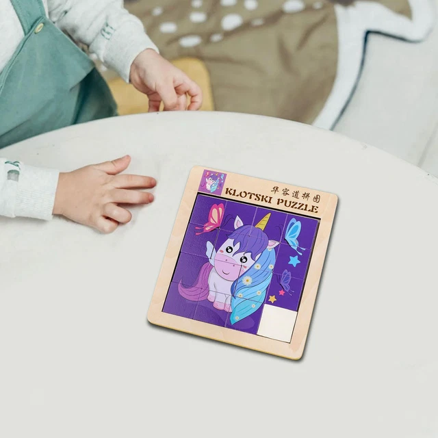 Number Slide Cartoon Puzzle Educational Toy Wood Puzzles Board for Baby Kids