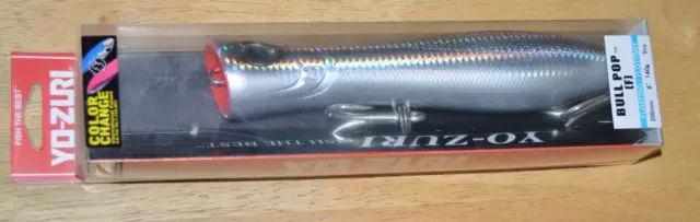 yo zuri  color change bull pop popper 8" topwater r1155-chbl chrome black