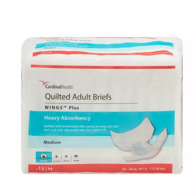 Covidien Wings 66033 Quilted Heavy Absorbency Adult Disposable Briefs M 12 Ct