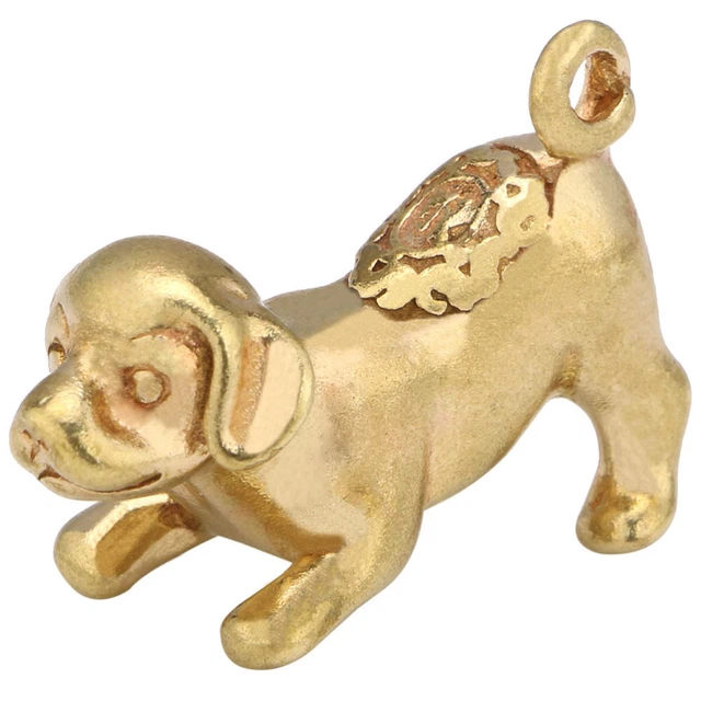 Estatuilla retro de latón perro de escritorio hogar pisapapeles pequeño animal de latón