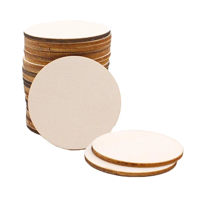 25 Stück unfertige runde Holzscheiben, leere Holzausschnitte, Kreise, Scheiben,