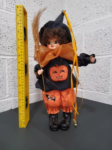 BRINNS Halloween Pumpkin Porcelain Doll October Calendar Girl Clown Rare.   59B