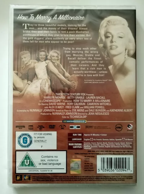 How To Marry A Millionaire [DVD] New & Sealed Marilyn Monroe, Betty Grable, 2