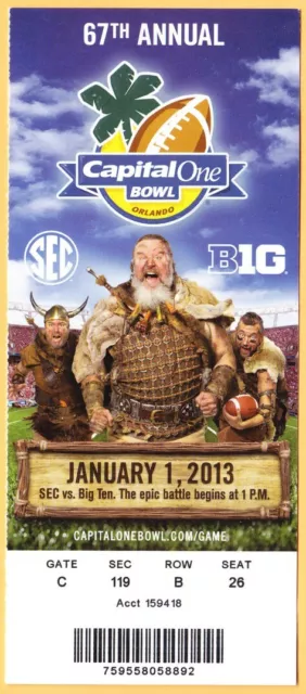 2013 CAPITAL ONE BOWL Ticket GEORGIA BULLDOGS vs NEBRASKA CORNHUSKERS football