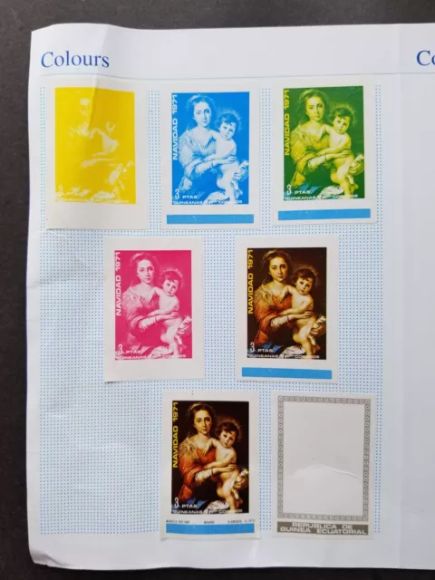 Guinea Equatorial Painting 1972 Printing Color Proof Imperf Stamp Folio) *c scan 3