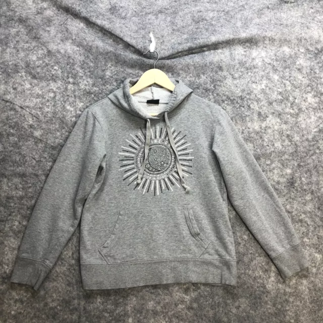 Life is Good Hoodie Sweatshirt Womens Small Relaxed Fit Gray Sun Moon Shine On