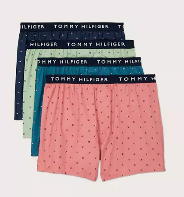 Nuevo en paquete Tommy Hilfiger 4 CUATRO tejido 100 % algodón banderas azules rosa